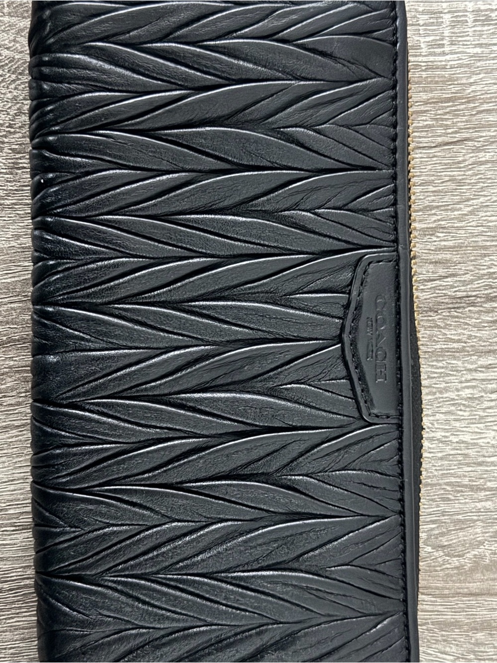 Coach Black Quilted Leather Zip Clutch